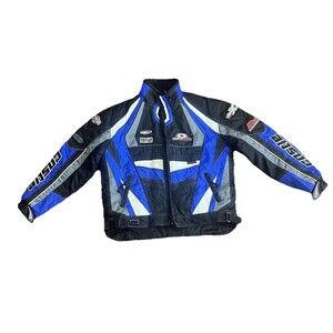 Castle x Racewear Blue/Black Winter Snowmobile/ Ski Jacket Youth Large *rip/tear